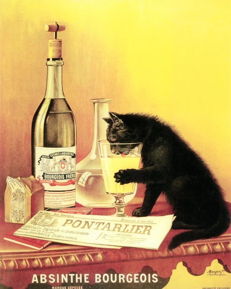 Absinthe Bourgeois Cat, Vintage Sophie, Wall Decor Art Print Poster 14