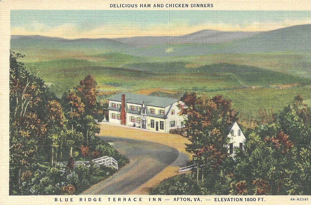 Afton, VA Virginia ~Blue Ridge Terrace Inn Linen UNP Postcard Rockfish Valley