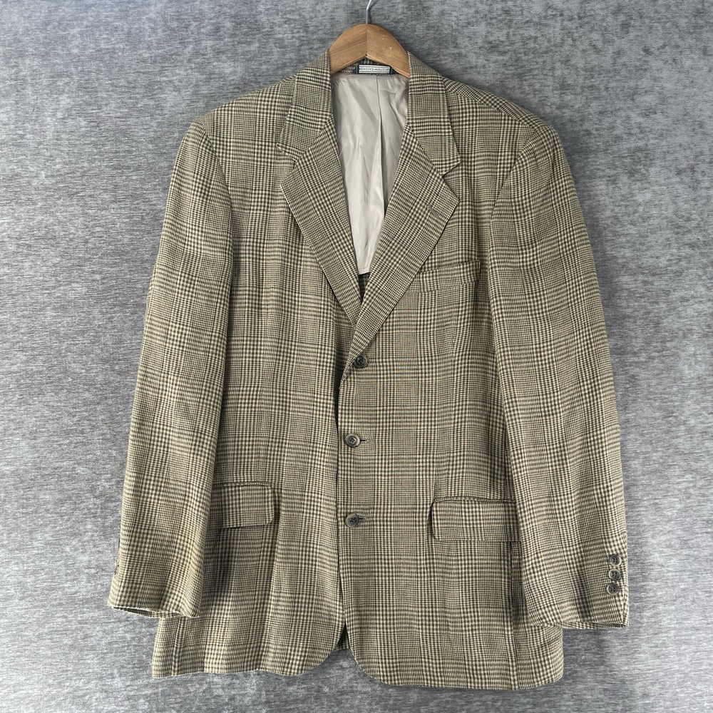 Vintage Banana Republic 100% Linen Summer Blazer Men’s 40R Beige Brown 3-Button