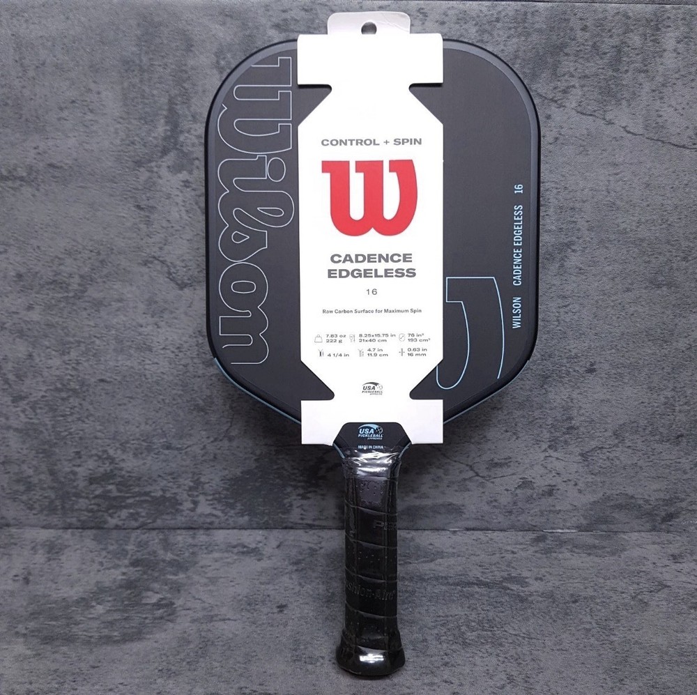 WILSON Cadence Edgeless 16mm Pickleball Paddle Raw Carbon Surface NEW