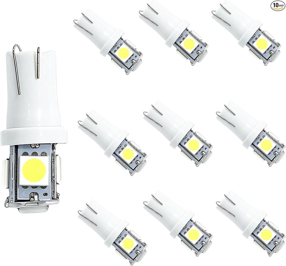 10PCS 194 LED Bulb, Three-Chip Design License Plate Light Bulbs L Color: White