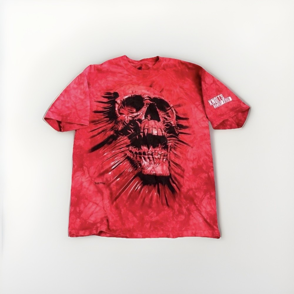 The Mountain T-Shirt Skull Print Men’s Large Tie Dyed Red Rare David Penfound