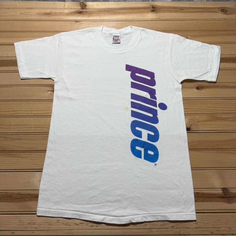 Vintage 90s Prince Tennis Global Sportswear Spellout Brand Shirt USA Made Medium