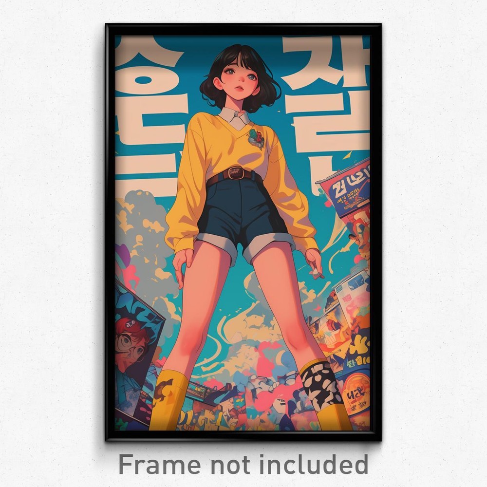 Korean Art Print Movie Poster - Girl Feeling Worthy in Yellow Socks