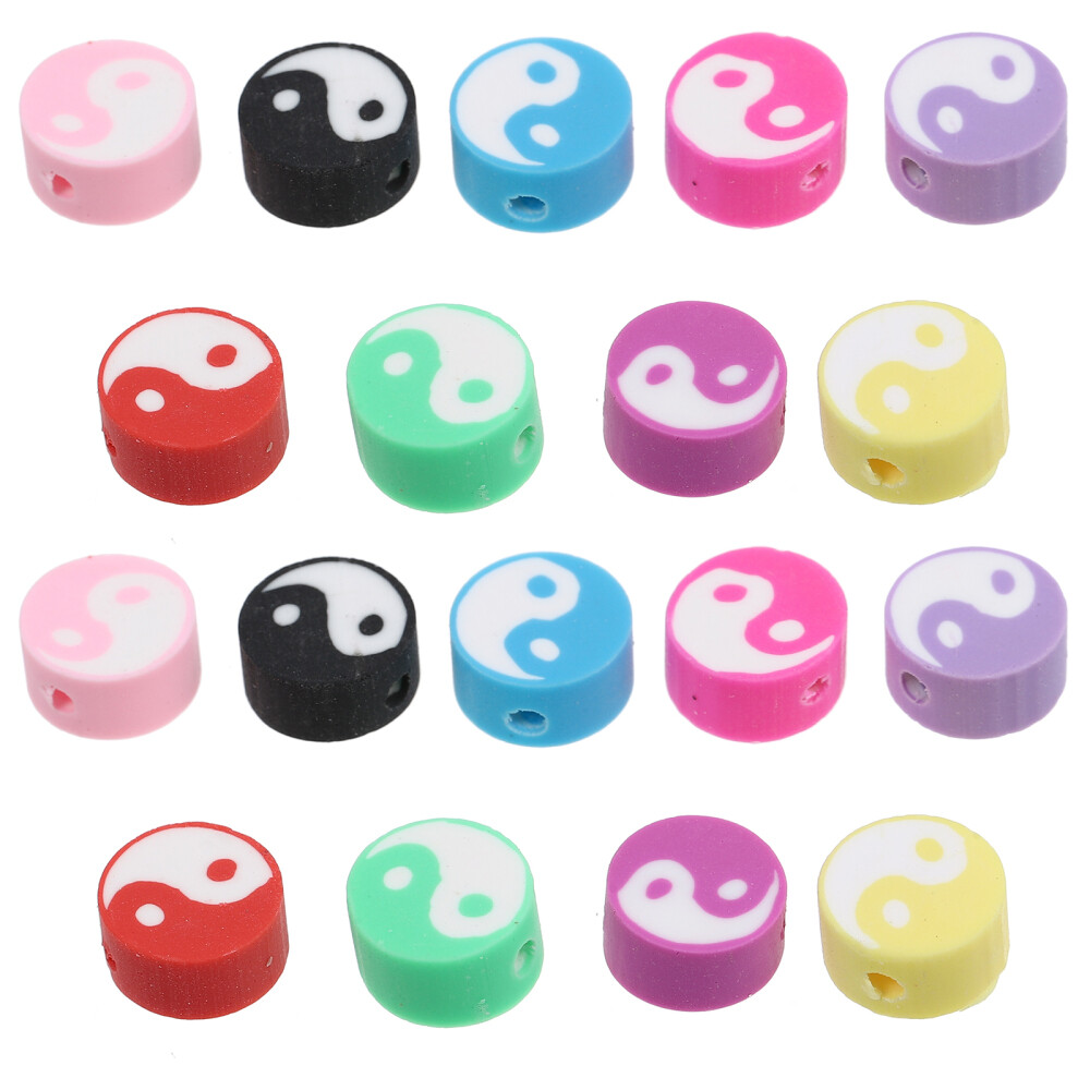 100 Pcs Yin Yang Bead Bracelet Making Kit Polymer Tai Chi Beads