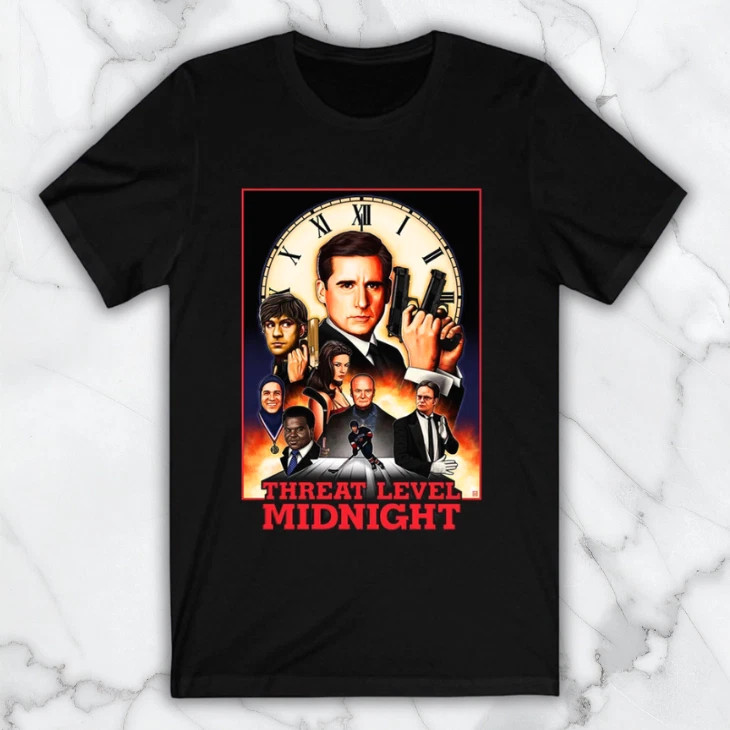 The Office Threat Level Midnight TV Series Men's Black Graphic T Shirt Fr