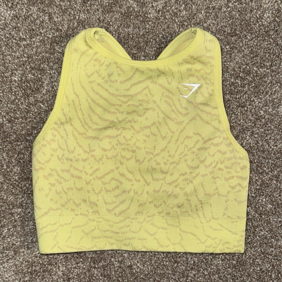 Gymshark Adapt Animal Print Crossback Sports Bra Medium Support Yellow XS