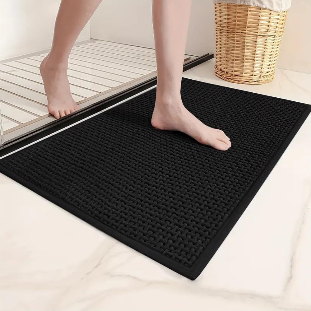 Soft Non-Slip Chenille Bathroom Rug Mat with Absorbent Rubber Backing