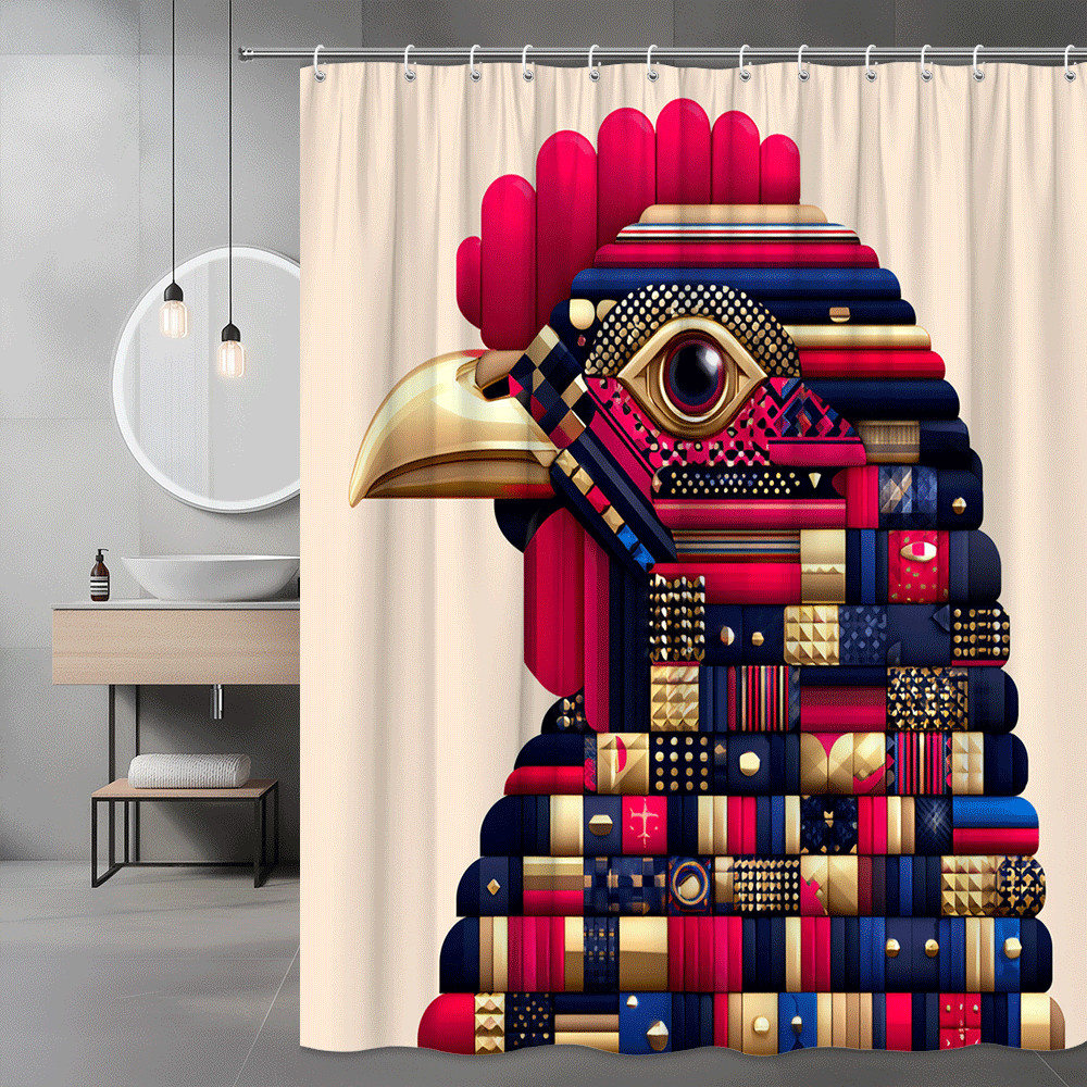 Abstract Bird Shower Curtain, Colorful Graphic Eagle Design