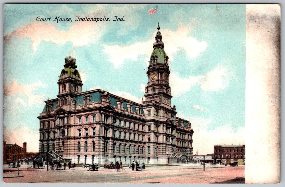 Antique Postcard Court House Building Indianapolis, 1900s