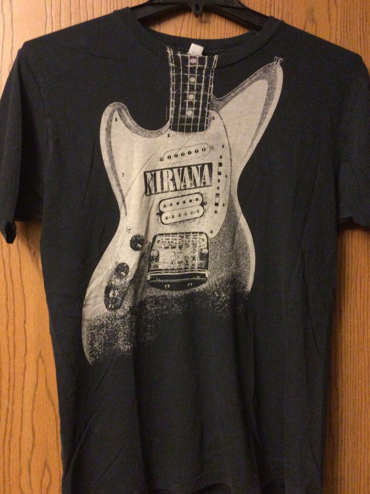 Nirvana Black Vintage Shirt with Distressed Hole Size L