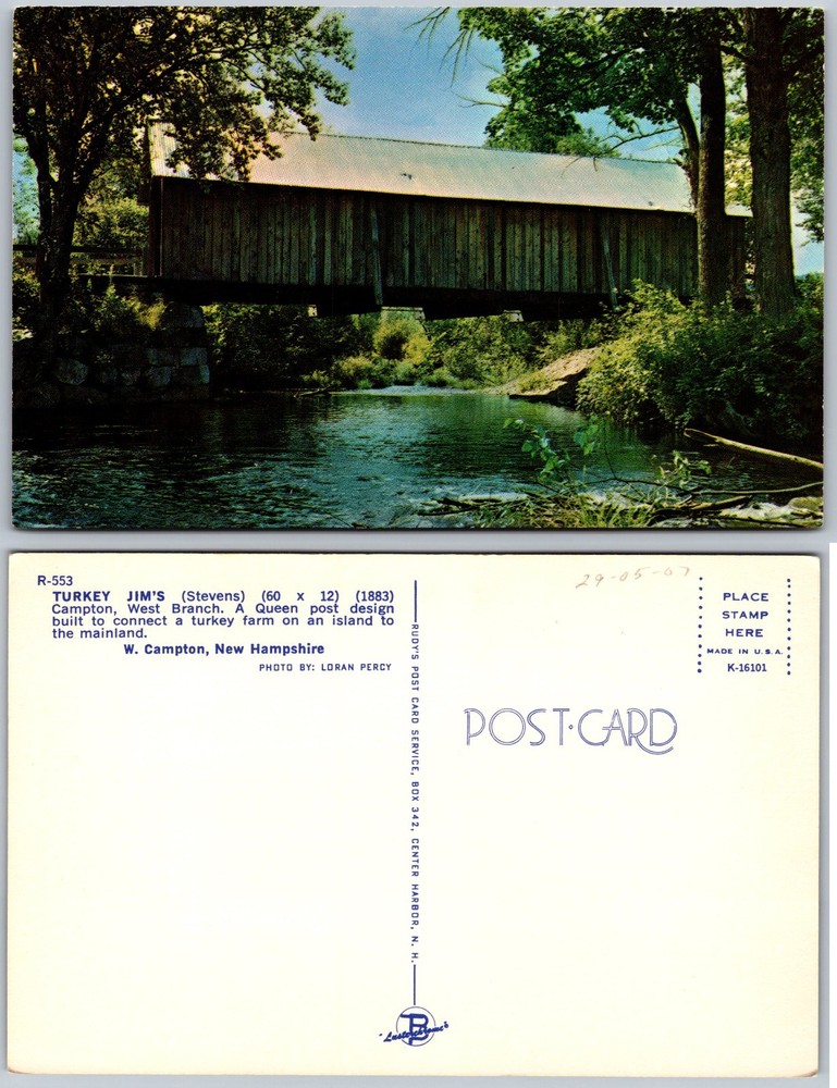 Turkey Jims Bridge Campton New Hampshire Postcard
