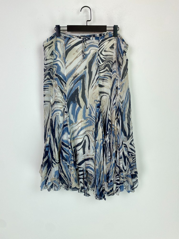 Ivo Nikkolo Multicolor Abstract Boho Pleated Midi Skirt with Elastic Waistband-image