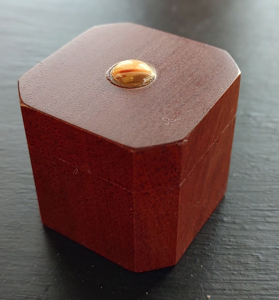 Handmade Artist Signed Wooden Trinket Box R Swivel Lid Lined Marble Swirl Top