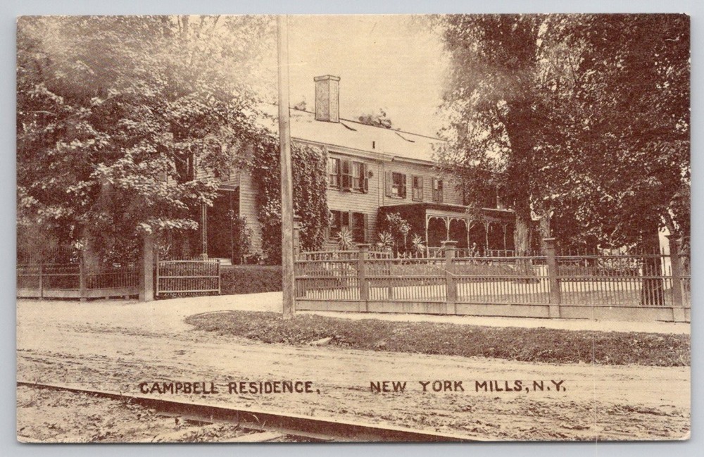 Campbell Residence New York Mills NY Vintage Postcard Utica Paper Co