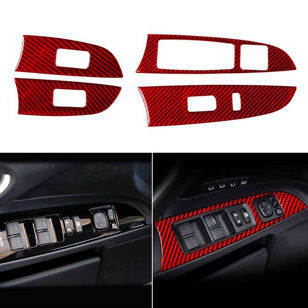 NVCNX Real Premium Carbon Fiber Car Door Side Front Rear Window Lift Swit