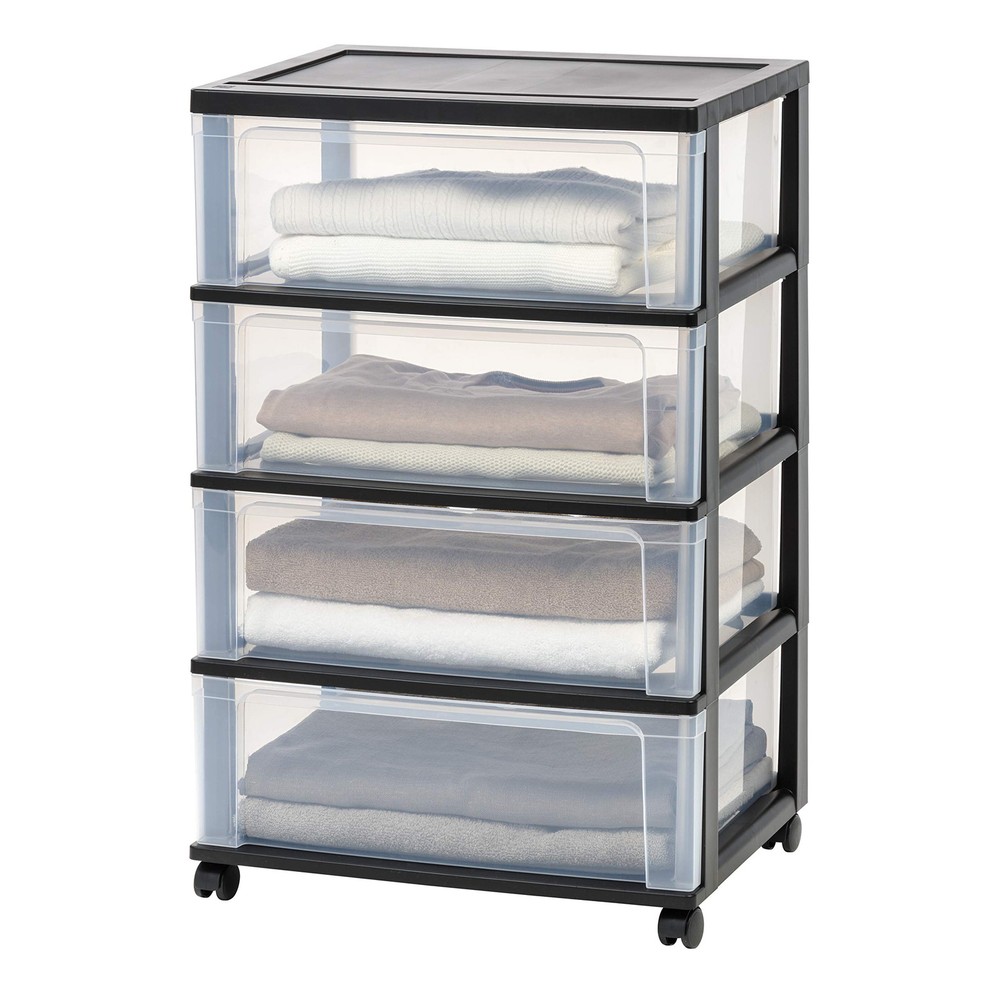 USA Rolling 4-Drawer Plastic Storage Cart with Wheels for Organizing