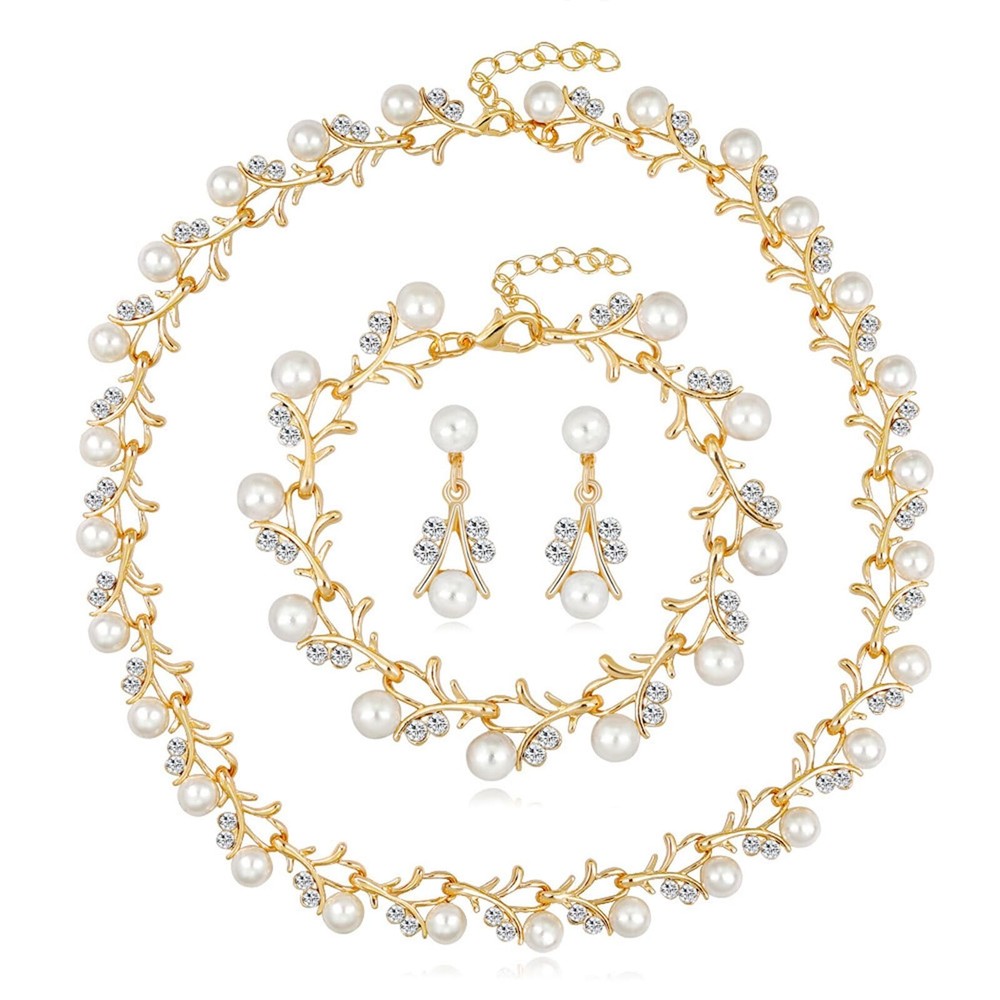 Glass Pearl Necklace and Earring Set,Collar De Perlas para Mujer,Faux Pearl J...