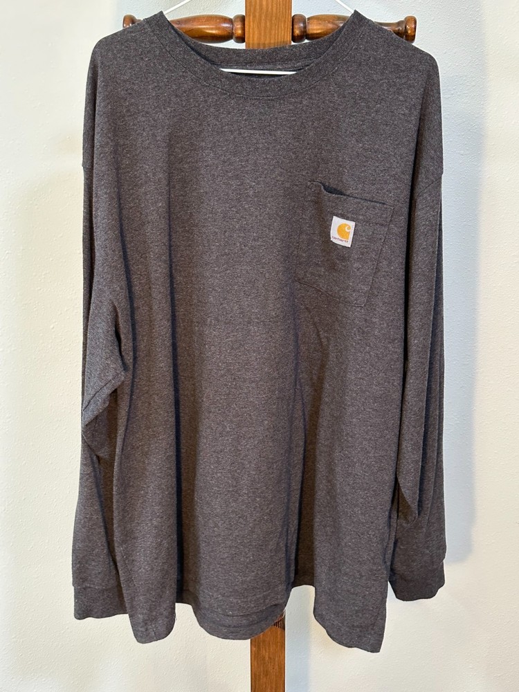 Carhartt Long Sleeve T-Shirt Men’s Pocket Loose Fit 2XL Dark Gray Workwear