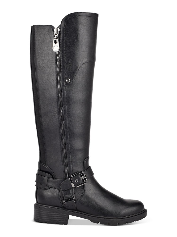 GBG Womens Black Double Gores And Tealin Round Toe Block Heel Riding Boot 6 M WC
