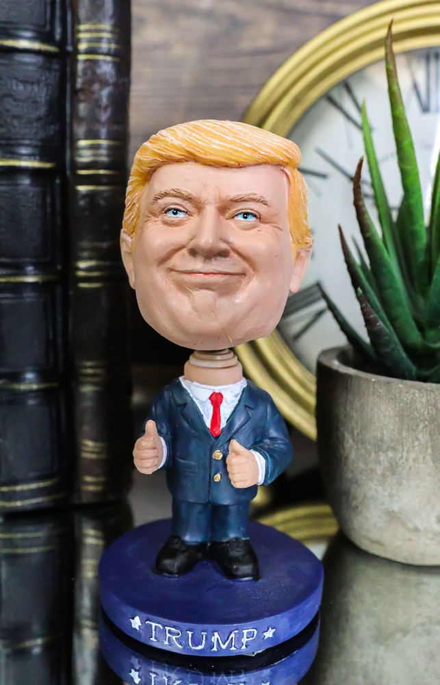 USA President Donald Trump In Red Tie & Suit Giving Thumbs Up Bobble Head Statue