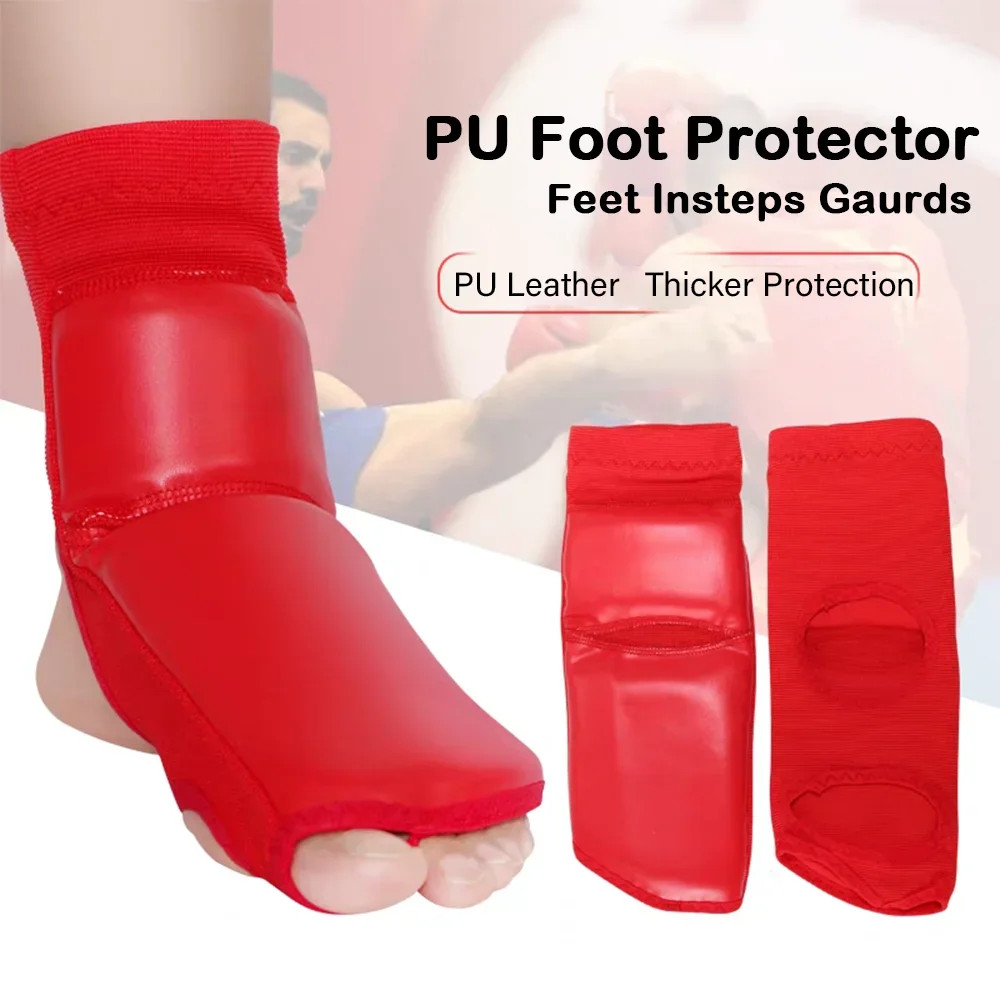 1Pair Boxing Foot Insteps Guards Feet Protector MMA Muay Thai Wearproof PU Sanda