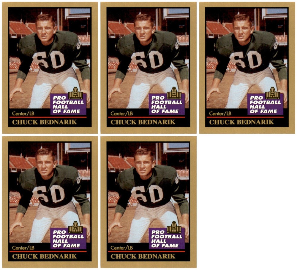(5) 1991 ENOR Pro Football HOF #8 Chuck Bednarik Philadelphia Eagles Card Lot