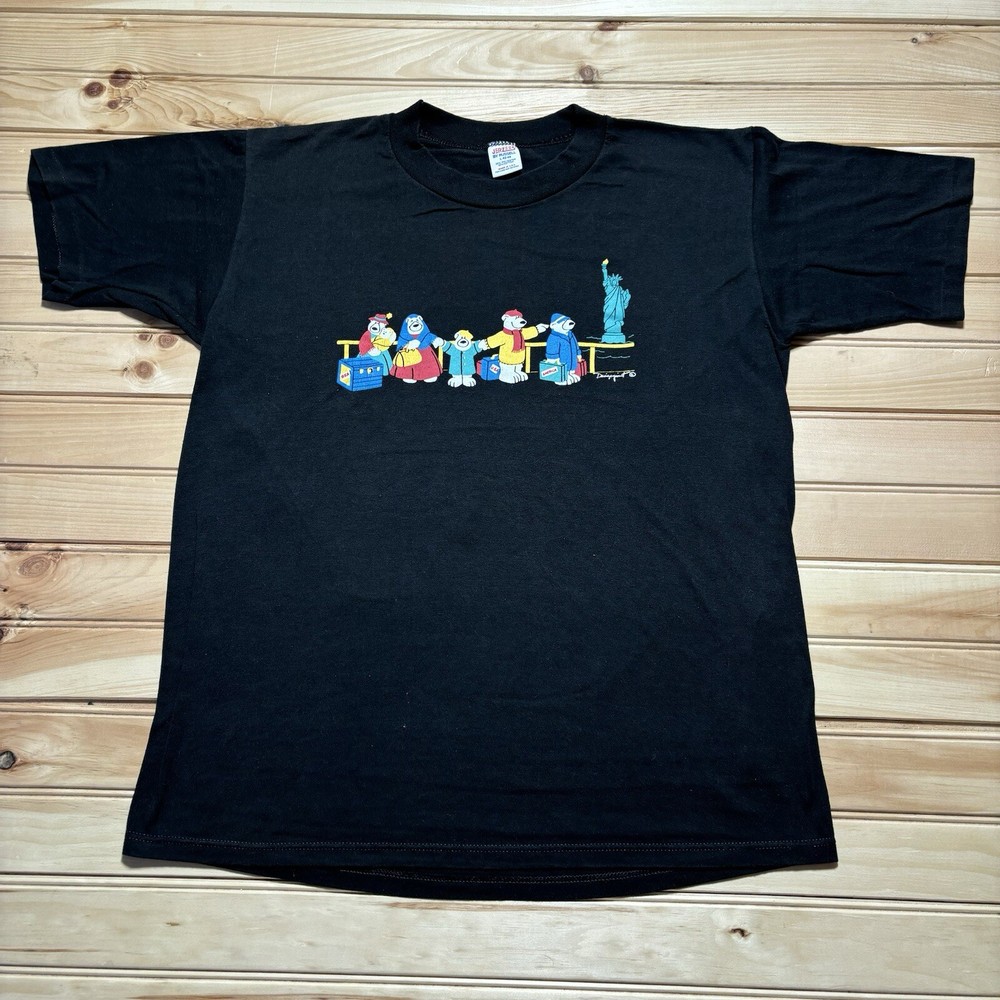 Vintage 80s NYC Statue of Liberty Polar Bear Graphic Tee Size L