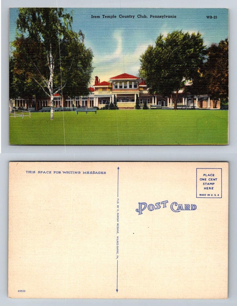 Wilkes-Barre PA-Pennsylvania Irem Temple Country Club Lawn View Vintage Postcard