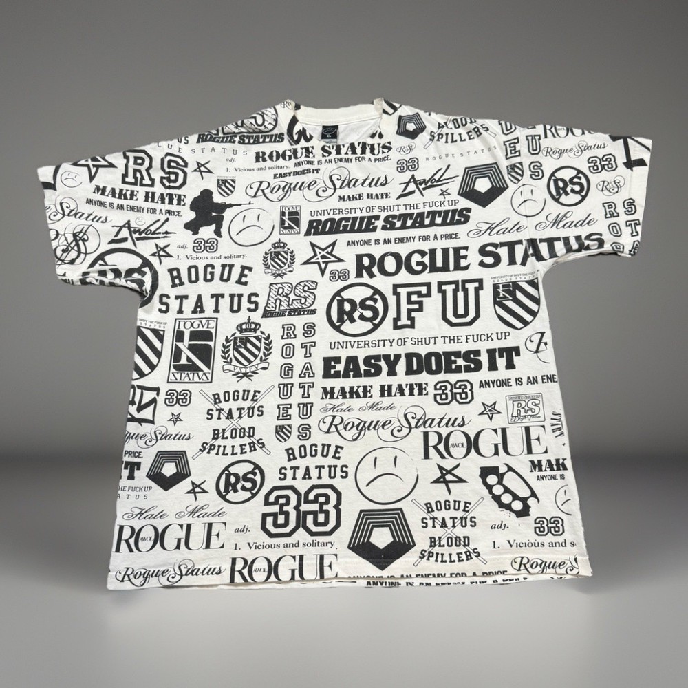 Rogue Status Rob Dyrdek Graphic Cluster All over print T-Shirt Mens Large White