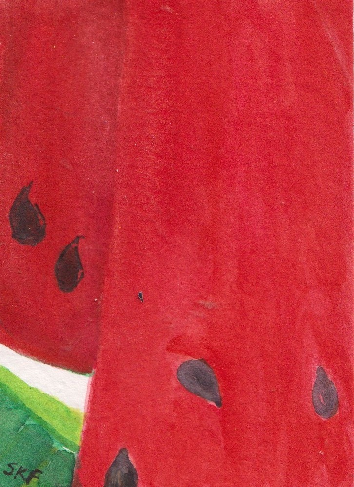 ACEO Watermelon 🍉 Watercolor Painting Art by Sharon Foster Original