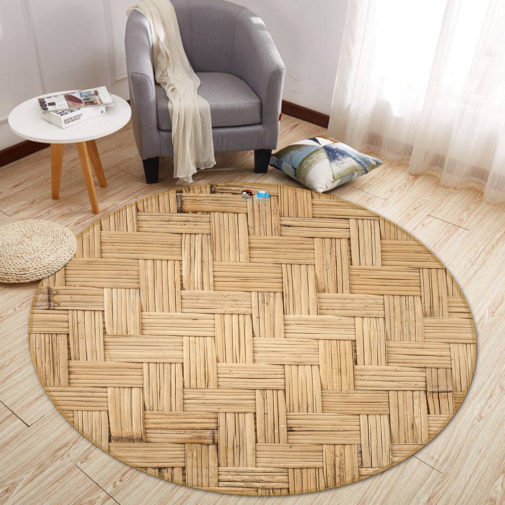 3D Yellow Weave Art Round NBC448 Game Rug Mat Elegant Photo Carpet Mat Fay 2023