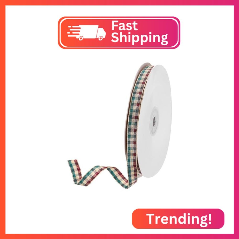 DMiotech 3/8 Inch 50 Yards Gingham Ribbon, Checkered Ribbon Plaid Ribbon for Gif