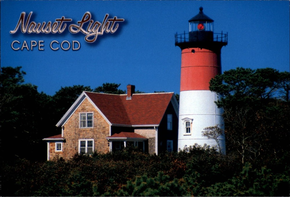 Massachusetts Cape Cod Nauset Lighthouse Beach Natl Seashore ~ postcard sku735