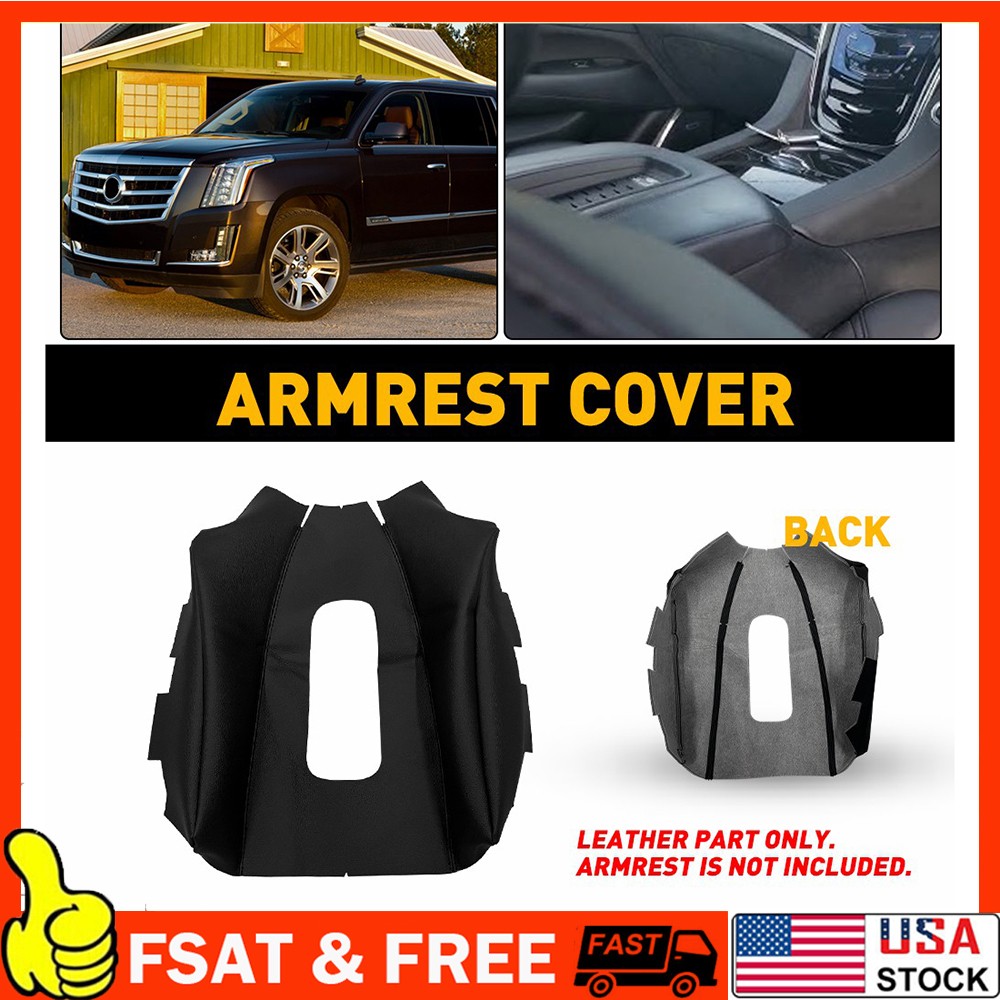 Fits 2015-2020 Cadillac Escalade Center Console Lid Armrest Vinyl Cover Black