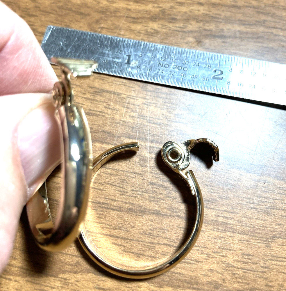 Vintage Clip On Earrings SIGNED TJG Hoop Gold Tone
