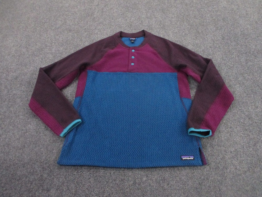Patagonia Womens S Regulator Fleece Snap Pullover Textured Sweater Jacket