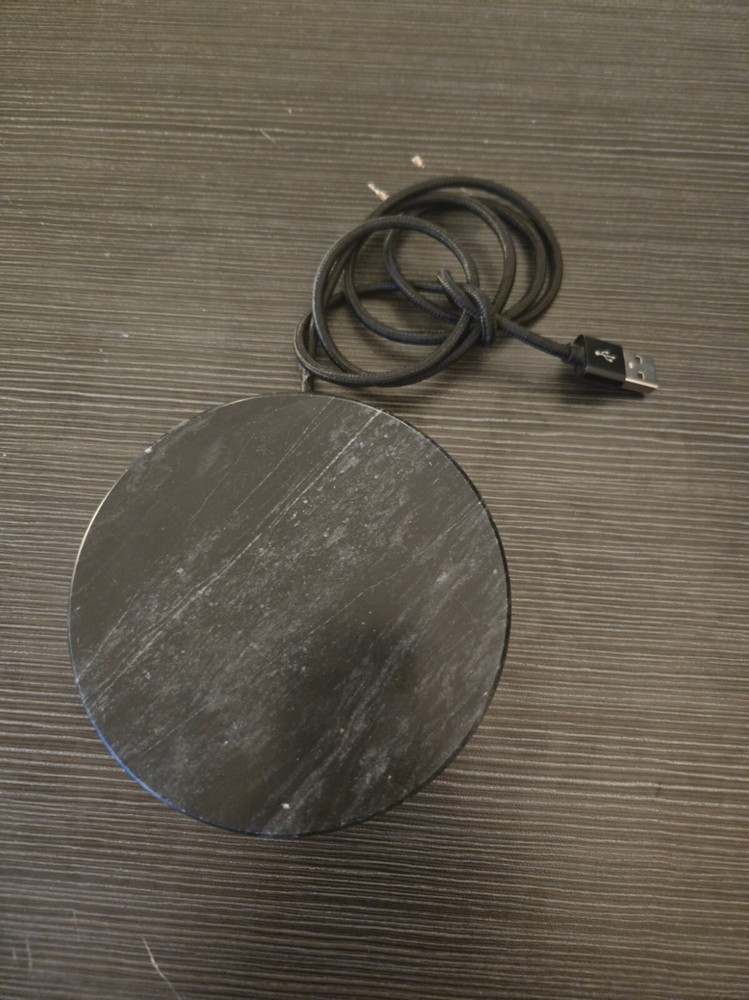 WIRELESS CHARGING STONE, 10W, ROUND, BLACK, MARBLE