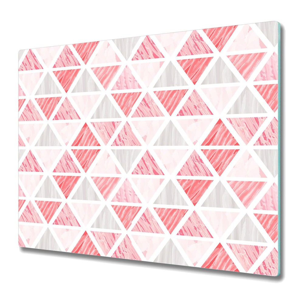 Glass Chopping Board Utensil Pink Triangles Scandinavian Geometric 60x52