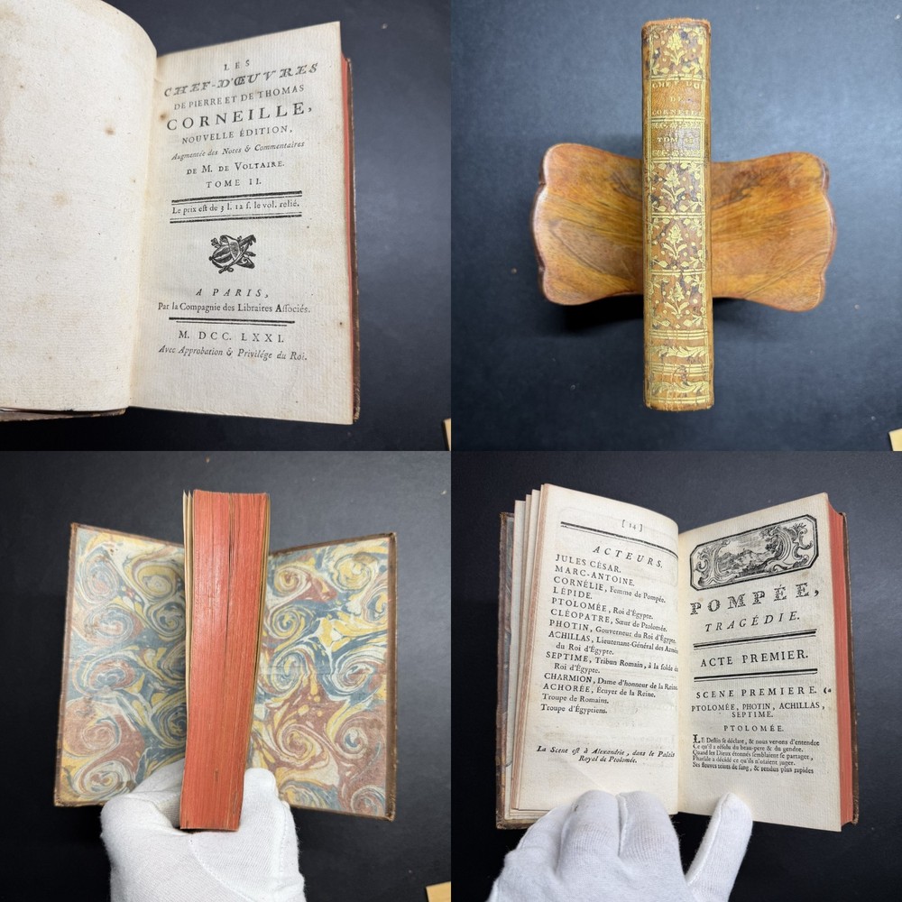 1771 Corneille Plays French Theatre Voltaire Notes Tome II Leather