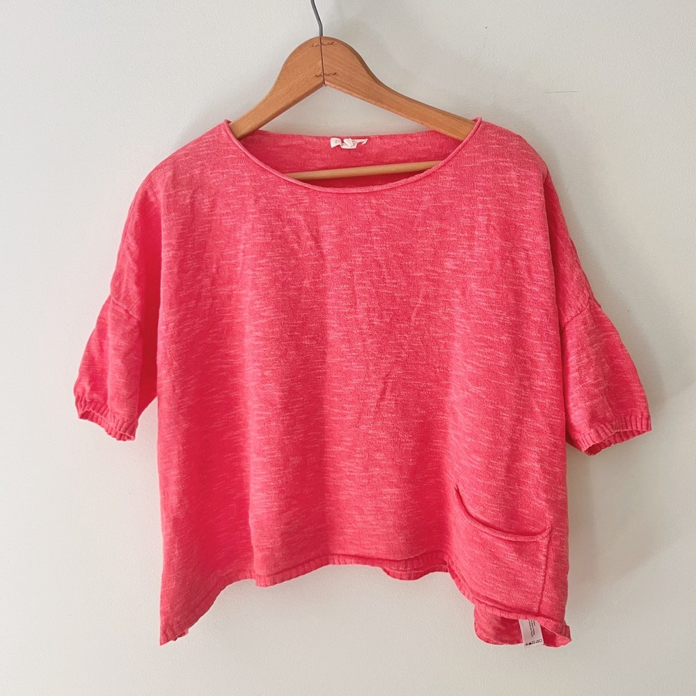 Eileen Fisher Organic Linen/Cotton Blend Knit Top Sz Small