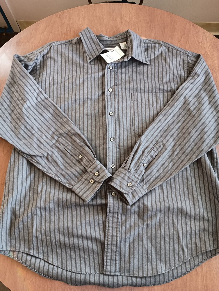 St Johns Bay Men's Oxford Button Up Collared Striped T-Shirt Size Large