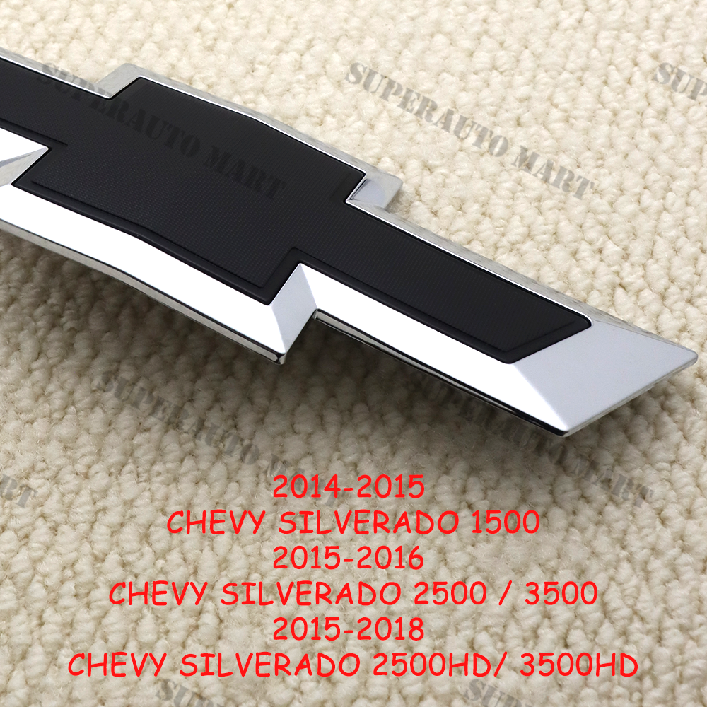 14-15 For Chevy Silverado 1500 Chrome Black Front Grill Bowtie Emblem #22786809