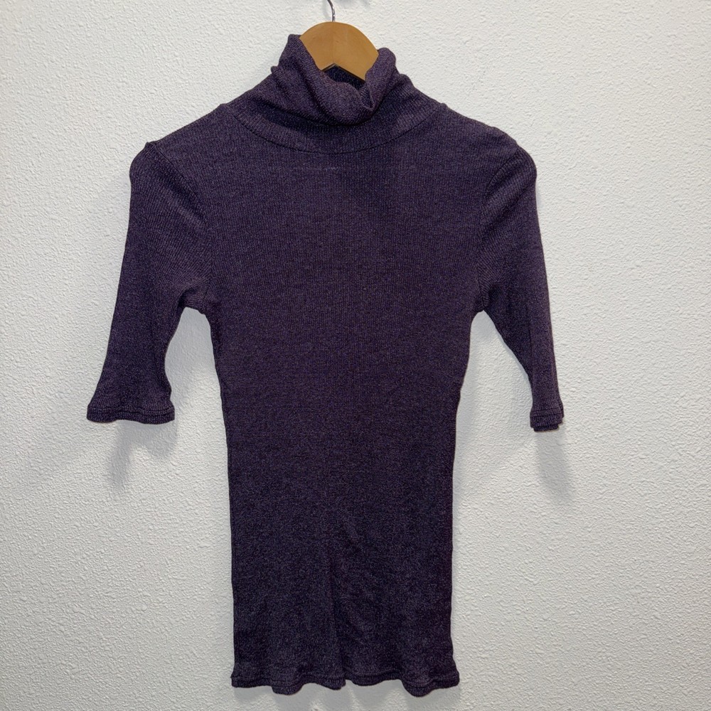 Michael Stars Blouse Women One Size Stretch Mock Neck Shirt USA Boho Top Core