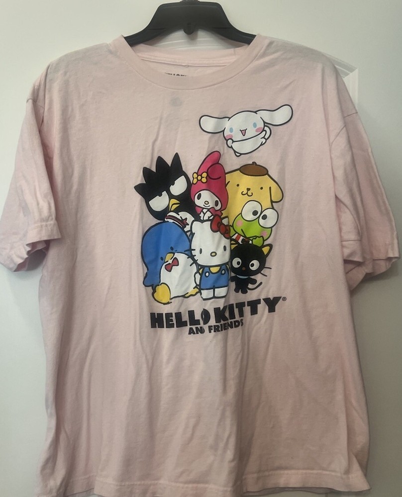 Sanrio Womans T-Shirt Pink XL Hello Kitty And Friends Short Sleeve Crew Neck