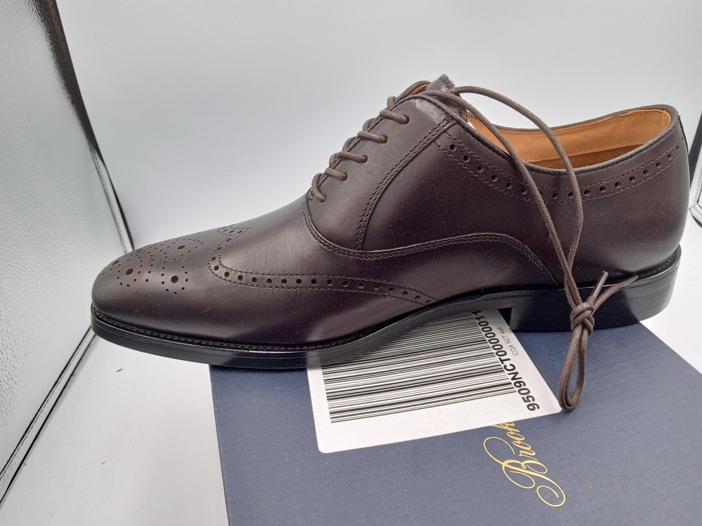 Brooks Brothers Macarthur Shoes Mens Size 8 Dark Brown Leather Brogue Oxford
