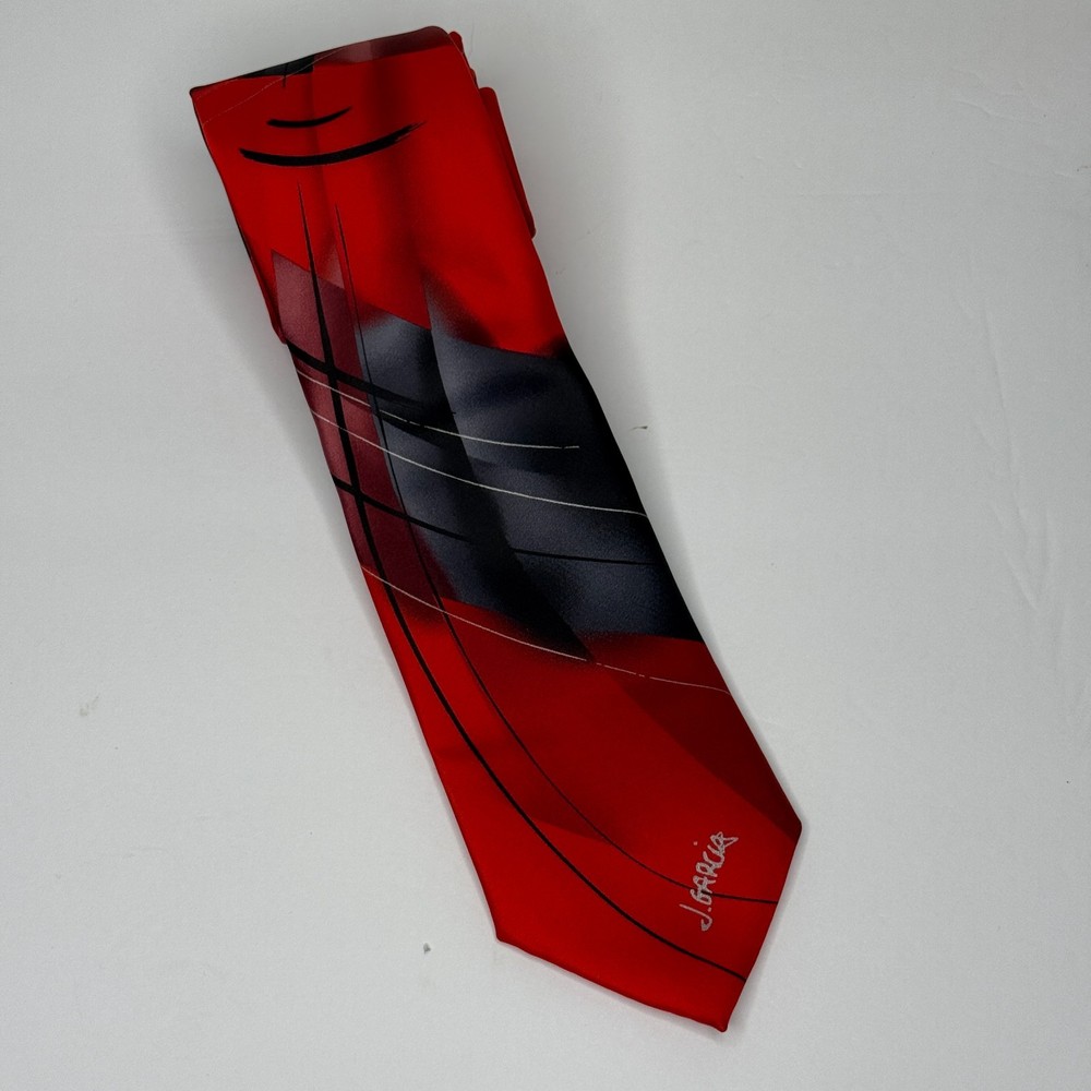 J Garcia Van Gogh's Trees Collectors Edition Red Black Tie