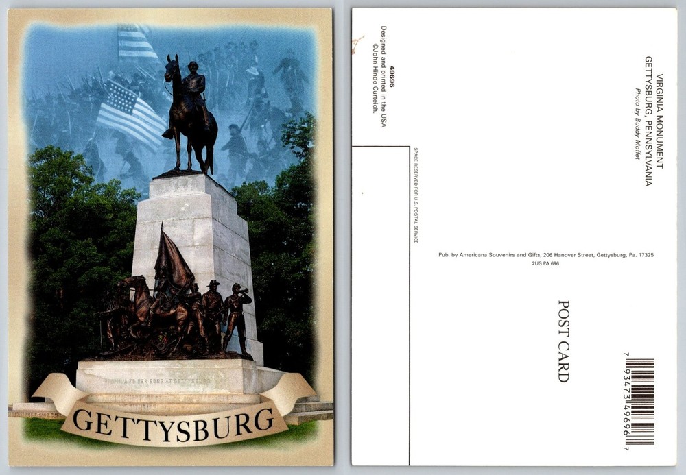 Virginia Monument Gettysburg PA Postcard Civil War Battlefield John Hinde