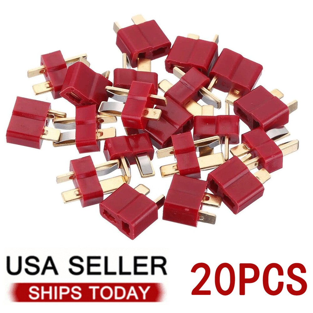20Pcs T Plug Male & Female Connectors Deans Style For RC LiPo Battery Car Plane