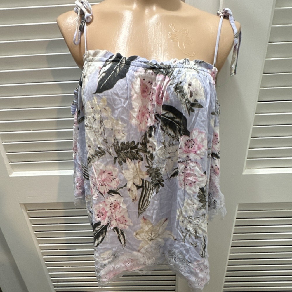 Soho New York & Company Jeans Floral Lace Off Shoulder Ruffle Blouse XL Women